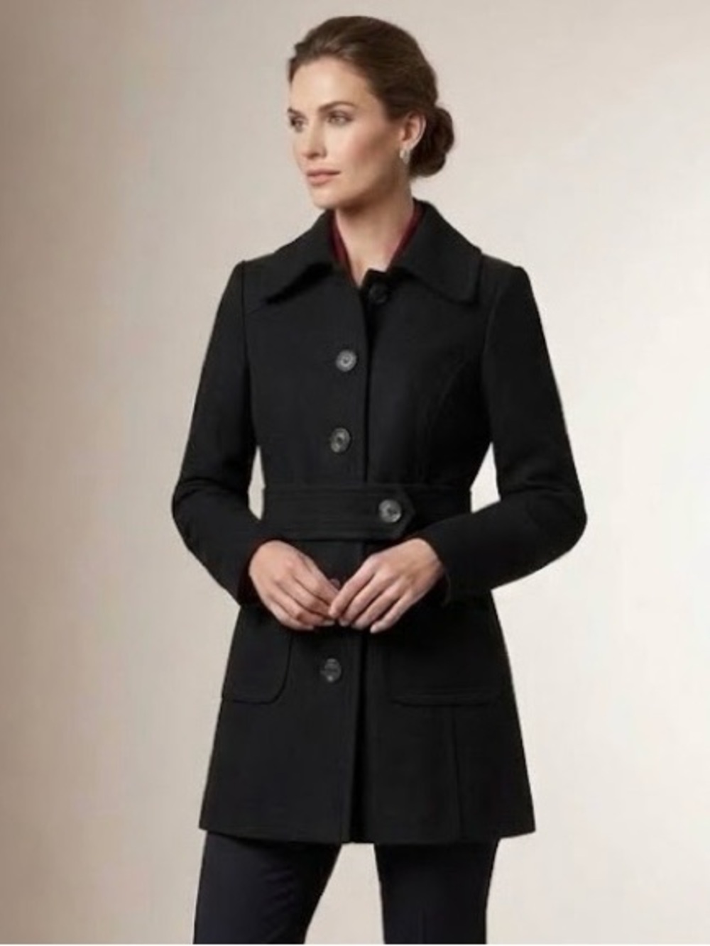 J Crew Black Women's Wool Blend Coat - Classic Fall Jacket Size 8
